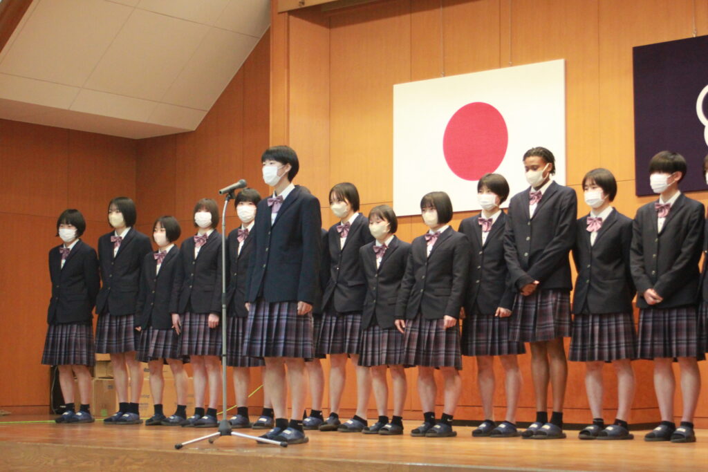 バスケ部　壮行式を行いました。